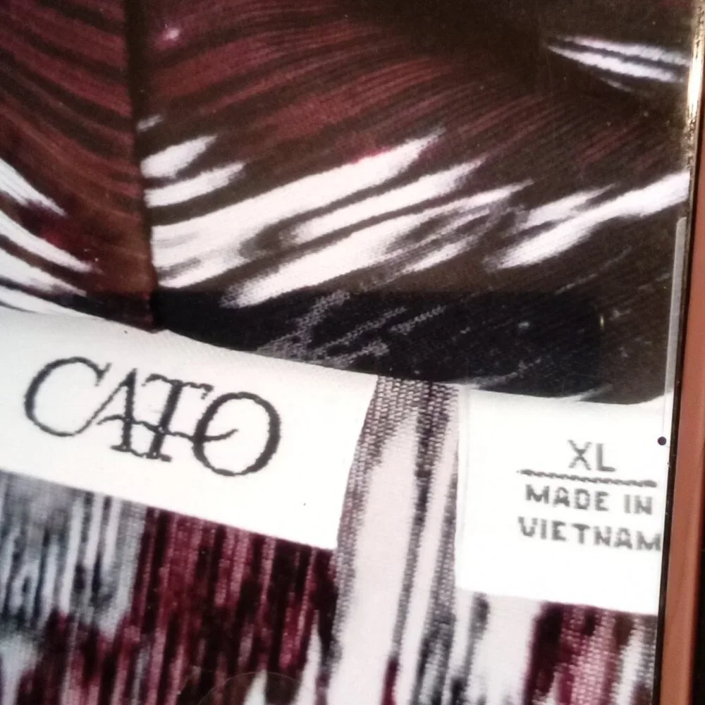 2-$10... Cato XL Burgandy and Black Open Front Waterfall Cardigan
